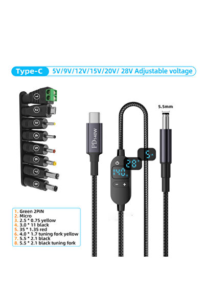 Choice SX-TYX-8K-ZJT-XJ 140W USB C to DC Power Cable 140W Type C to 5V 9V 12V...