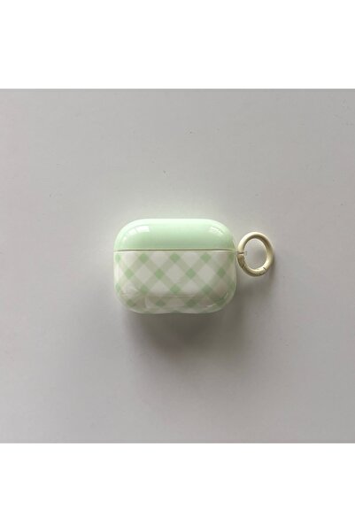 Choice for AirPods Pro 2 green Simple Cute Light Green Rhombus Pattern Glossy...