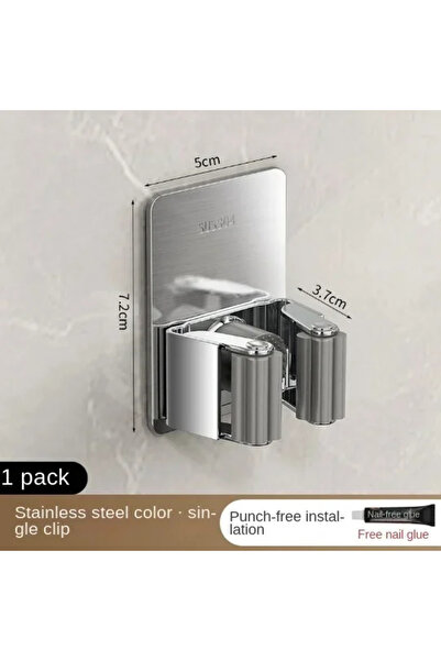 Choice 01 Heavy Duty Wall Hooks Mop Broom Storage Rack Punch-Free Self Adhesi...