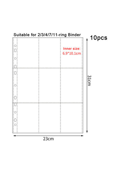 choice2 11Hole-9pocket 10pcs A4 Transparent Album Binder Photocards Holder In...