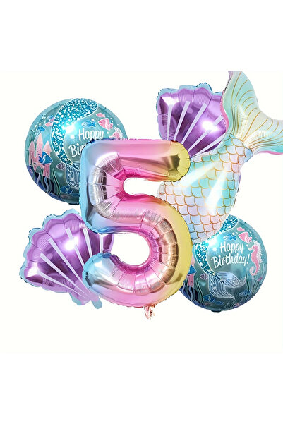 Choice NUMBER 32inch Tail 6 PCS-5 6 pcs Mermaid Tail Ball Digital Foil Balloo...