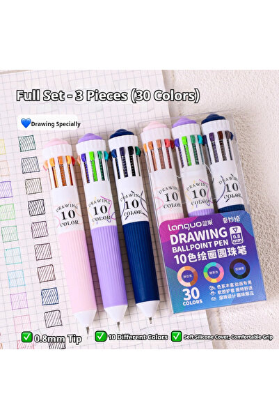 Choice Multi-Colored 3Pcs 30 colors 28/30 Colors Multicolor Ballpoint Pen Set...