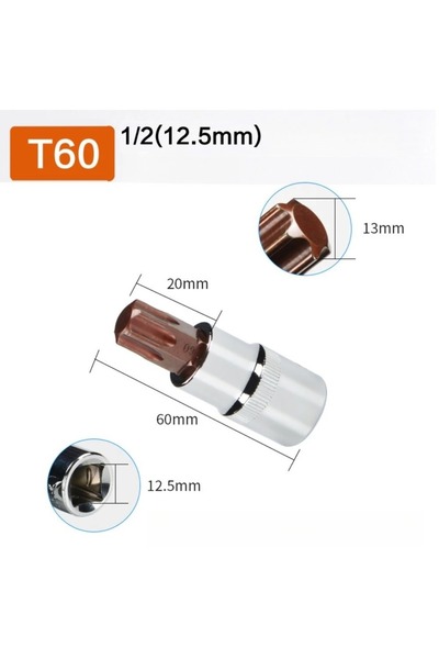 Choice3 T60 Torx Screwdriver Bit 1/2inch Socket Bits Adapter T20 T25 T30 T40 ...