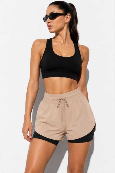 Award Fashion Women's Quick Dry Two Layered Leggings with Pocket Detail Sports Shorts