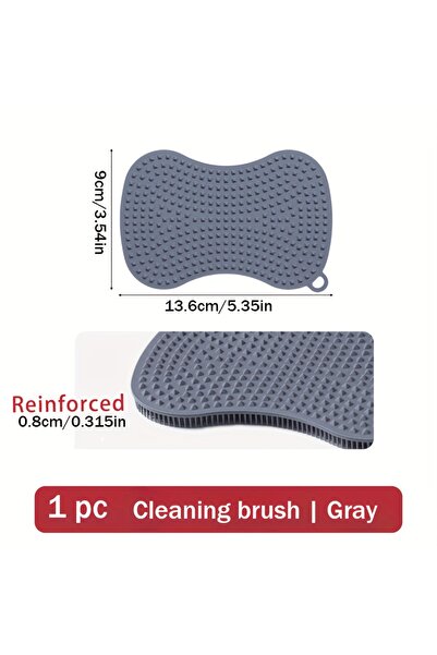 Choice1 grey Dual-Sided Silicone Dish Brush - Heavy-Duty Scrubbing, Non-Scrat...