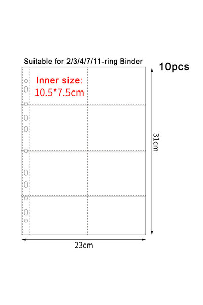 Choice3 11Hole-8pocket 10pcs A4 Transparent Album Binder Photocards Holder In...