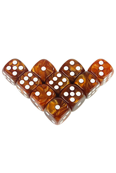 Choice9 Brown 16MM Round Corner Game Dice Set 6-Sided Marble Acrylic Dices fo...