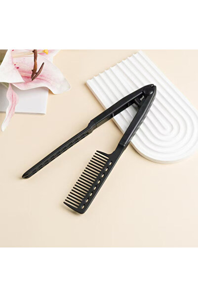 choice2 Black V Type Hair Straightener Brush DIY Hairdress Tool Hairdressing ...