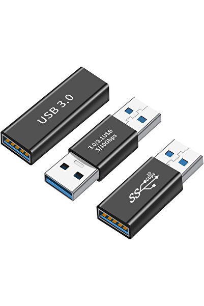 Choice مجموعة من 3 محولات USB 3.0، أسود، USB 3.0 أنثى إلى أنثى، ذكر إلى ذكر، ...