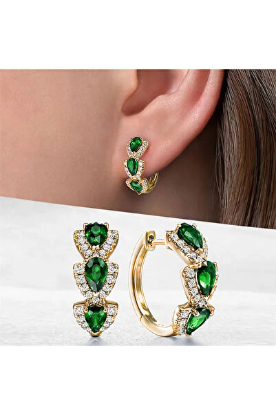 Choice E3754 Huitan Luxury Trendy Blue Cubic Zirconia Hoop Earrings Wedding P...