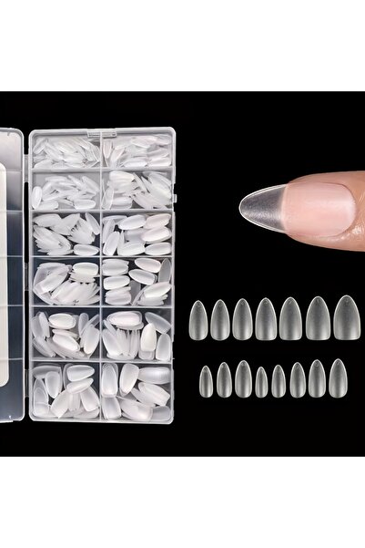Choice N420-119 600-Piece Box of Short Almond Nail Tips - Upgraded Matte Gel ...