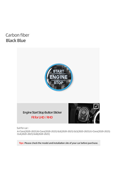 choice2 Carbon Black Blue Carbon Fiber Engine Start Stop Button Sticker For M...