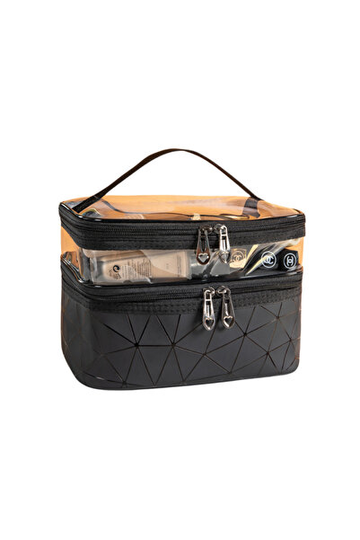 Choice black Double portable large capacity makeup bag Korean version Ringer ...
