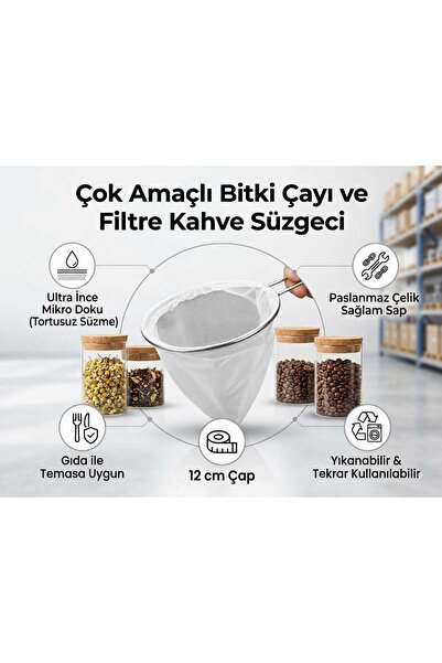 LOVYCO Beyaz Fileli Çay Süzgeci 12 CM