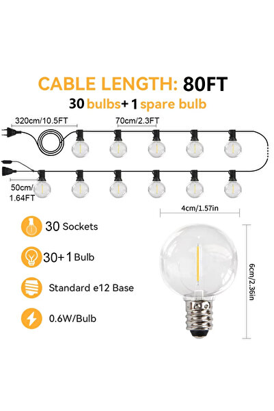 Choice EU Plug 80FT 24M 30LED Outdoor Garland Light String 8M 24M 30M 36M Glo...