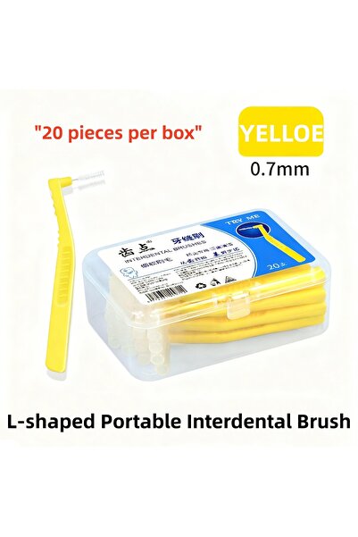Choice1 Yellow-1box 20 Pieces Boxed L-shaped Interdental Brushes for Orthodon...