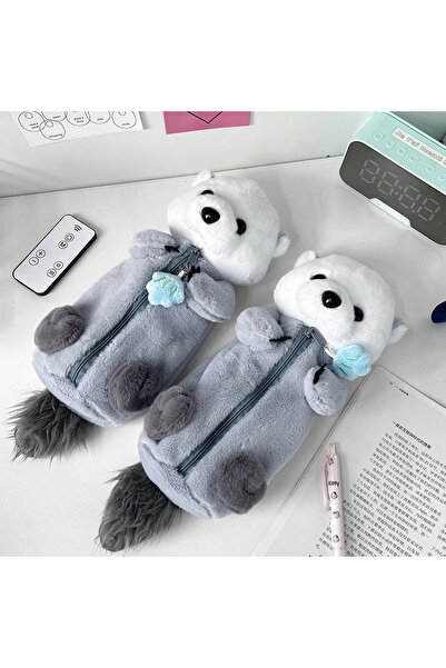 Choice Light Grey ​Kawaii Plush Otter Pencil Case Large Capacity, Expandable ...