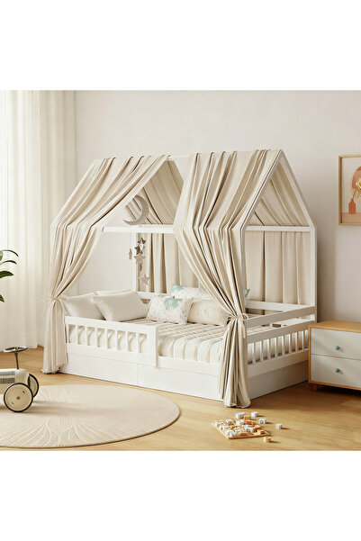 Choice27 67x270cm 2pcs Beige Bunk Bed Canopy 1/2-Piece Muslin Bunk Bed Canopy...