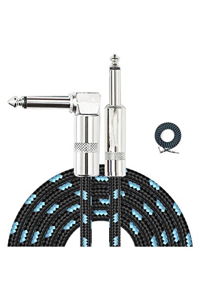 Choice 3m- 10ft Blue Electric Guitar Cable Braided 1/4 ft Jack 90 Degree TS 6...