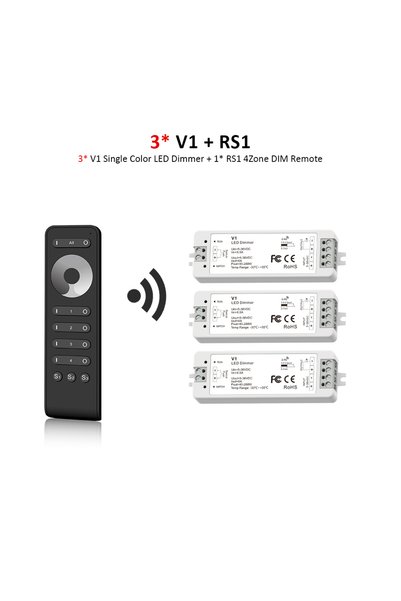 Choice4 RS1 and 3pcs V1 KIT V1 LED Dimmer 12V 24V 36V RS1 4 Zone Single Color...
