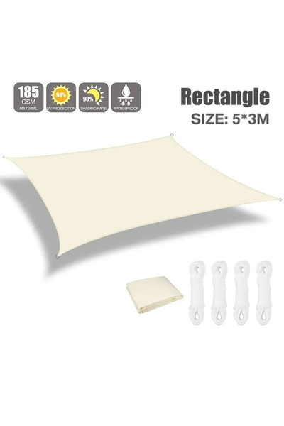 Choice 3x5m Beige Sun Shade Sail Rectangle Square Triangle Canopy Awning Clot...