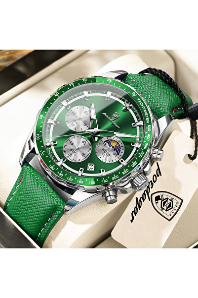Choice1 879 Silver Green Top Sports Fashion Men Clock Luminous Waterproof Chr...