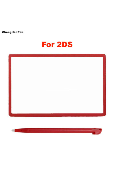 Choice غطاء علوي ملون أحمر مع قلم واحد لشاشة LCD العلوية لجهاز 2DS، غطاء بلاس...