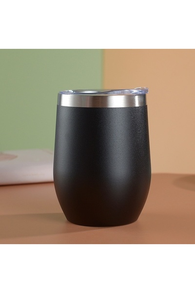 Choice 301-400ml Black 12oz Eggshell Cup Stainless Steel Thermos Bottle Porta...
