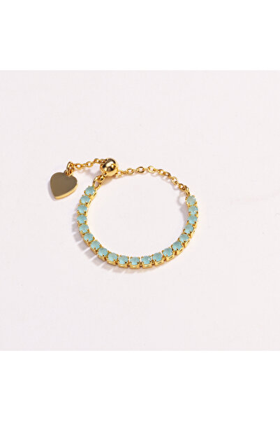 Choice gold blue Jade Luxury Tennis Zircon Adjustable Chain Rings For Women M...