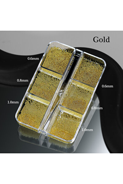 Choice 01 6 Grids Gold Mixed Size Stainless Steel Metal Bead Nail Art Decorat...