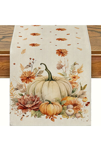 Choice 33X90Cm A 1 Piece of Autumn Pastoral Table Runner, Painted Pumpkin, Fl...
