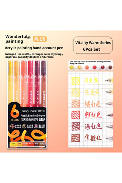 Choice9 Vitality Warm LANGUO 90/6 Colors Acrylic Painting Gel Pen 1.0mm Paint...