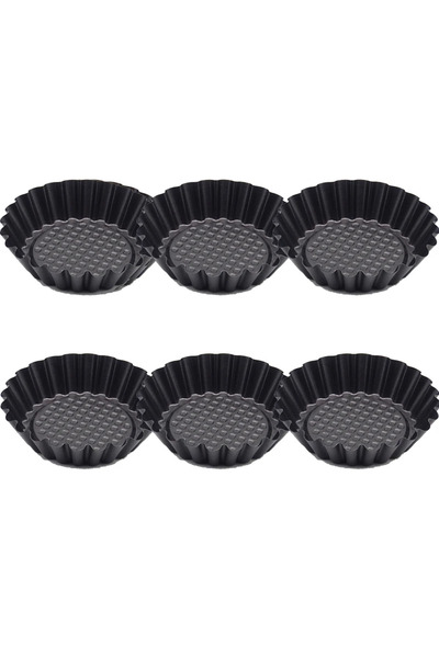 Choice 6Pcs Black 6Pcs Non-Stick Tart Quiche Flan Pan Round Lace Egg Tart Mol...