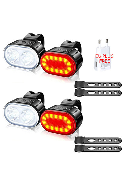 Choice4 مجموعة A-2-EU PLUG من مصابيح الدراجات القابلة لإعادة الشحن عبر USB، م...