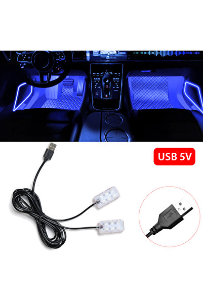 Choice10 مصباح نيون أزرق للسيارة 2 في 1 بمنفذ USB، مصباح قدم LED، إضاءة خلفية...