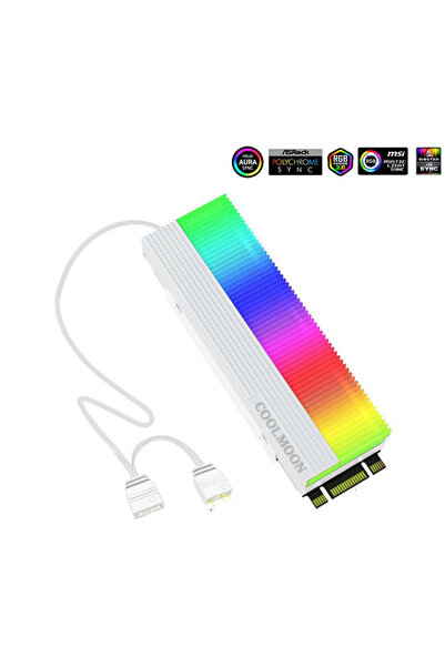 Choice محرك أقراص الحالة الصلبة M.2 أبيض من نوع CoolMoon 2280 ARGB مزود بمشتت...