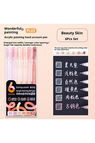 Choice14 Color of skin LANGUO 90/6 Colors Acrylic Painting Gel Pen 1.0mm Pain...