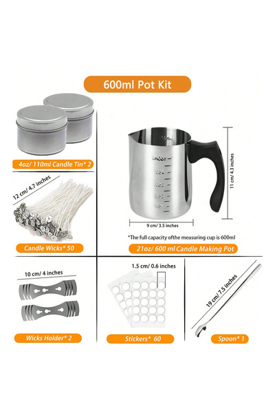Choice11 600ml Pot Kit Candle Making Starter Kit Supplies Including Candle Ma...