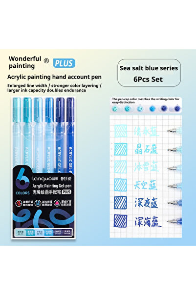choice2 Sea Salt Blue LANGUO 90/6 Colors Acrylic Painting Gel Pen 1.0mm Paint...