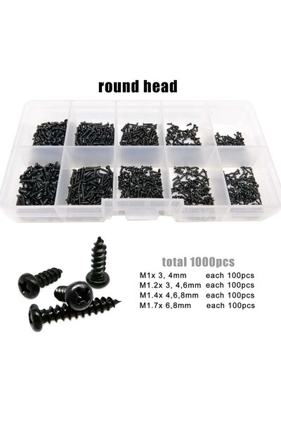 Choice1 round head 1000pcs Mini Micro Small Tapping Wood Screw Set Kit for To...