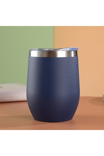 Choice 301-400ml Dark-blue 12oz Eggshell Cup Stainless Steel Thermos Bottle P...