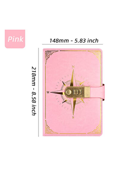 Choice A5(8.58x5.83 inch) Pink Retro Password Book A5 With Lock Diary Noteboo...