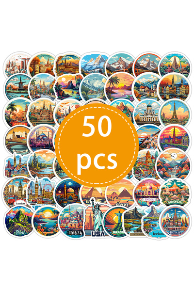Choice 50PCS-TZ-288 50PCS World Landmark Architecture Tourist City Stickers G...