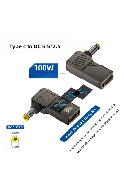 Choice5 5.5X2.5MM PD100W Type-C to DC Plug Converter USB C to Laptop Charging...