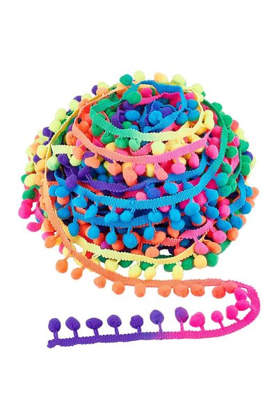 Choice 20 yards A 20 Yards Rainbow Colors Pom Lace Trim Ball Ribbon For Diy C...