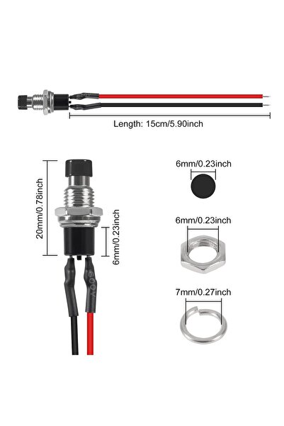 Choice1 6pcs black 6Pcs 7mm Momentary Mini Push Button Switch SPST NO Normall...