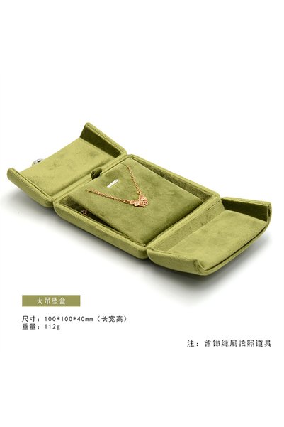 Choice Large pendant box Green Double Opening Real Velvet Ring Box, Paired Ri...
