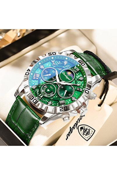 choice2 973 Silver Green Top Man Wristwatch Waterproof Luminous Chronograph L...