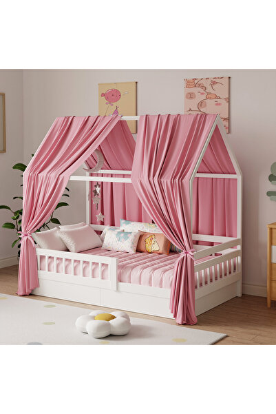 Choice22 135x350cm 2pcs pink Bunk Bed Canopy 1/2-Piece Muslin Bunk Bed Canopy...