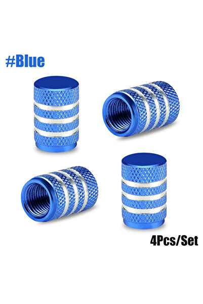 Choice Blue AUTCOAT 4Pcs Aluminum Car Wheel Tire Valve Caps Tyre Rim Stem Cov...